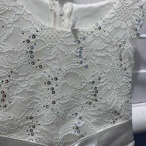 Elegant White Lace Dress with Beaded Details